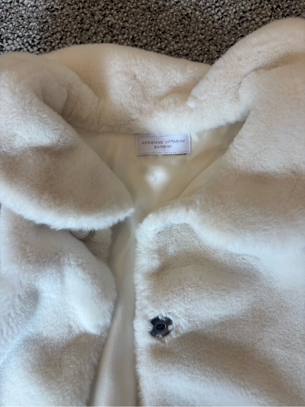 Adrienne Vittadini Bambini Plush Faux Fur Cream Coat for Kids
